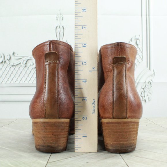 Clarks Maypearl Ramie Brown Leather Zip Block Heel Ankle Booties Size 8.5 Wide - Picture 6 of 9